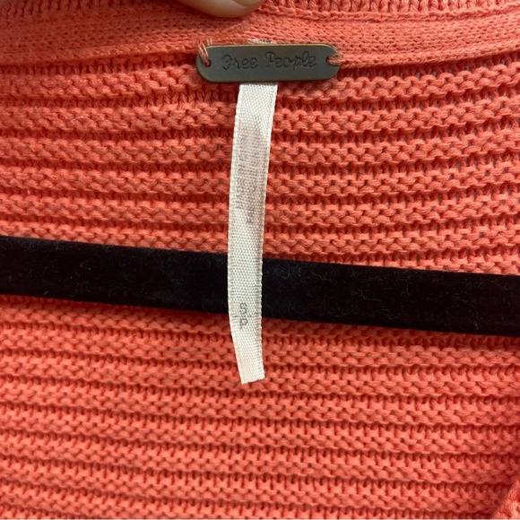 FREE PEOPLE La Brea Oversized Heavy Knit V-Neck Ribbed Sweater in Coral Small - Picture 4 of 10